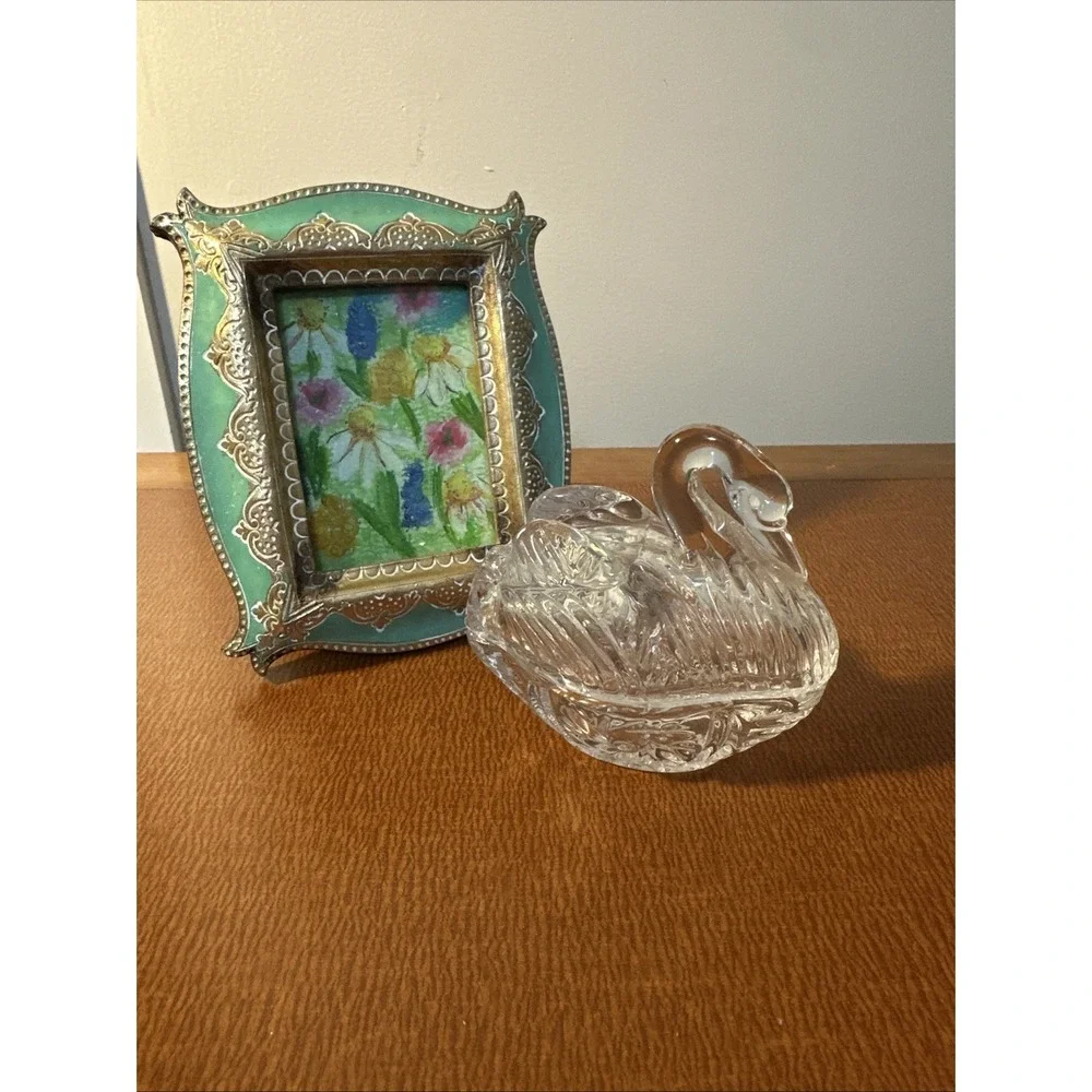 Anna Hutte‎ Bleikristall Swan Trinket Dish, 24% Lead Crystal, Germany Vintage